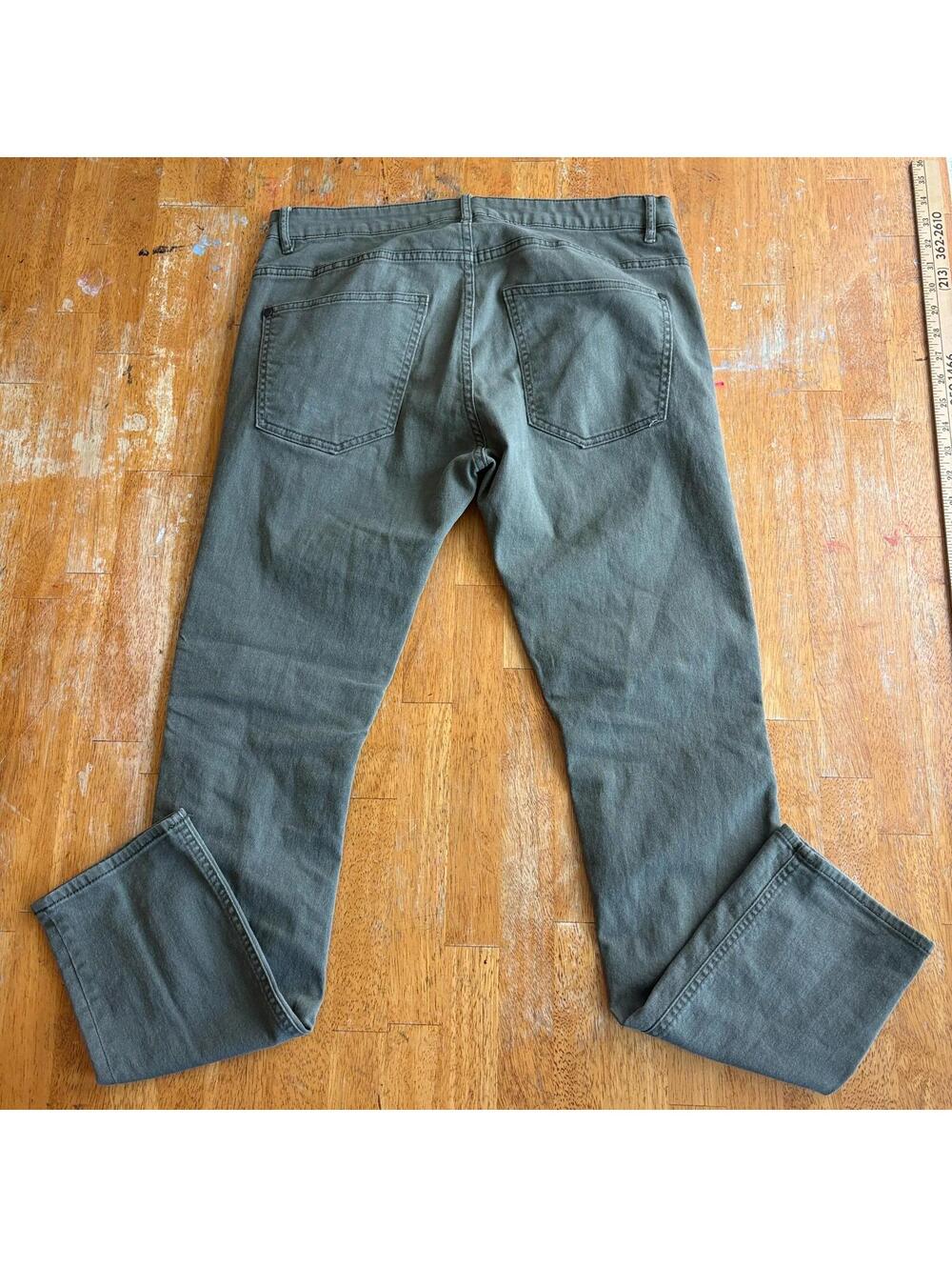 Skinny Moto Distressed Jeans H&M Tag 33 Fits Like 32X31 Olive Green Biker - Picture 8 of 8